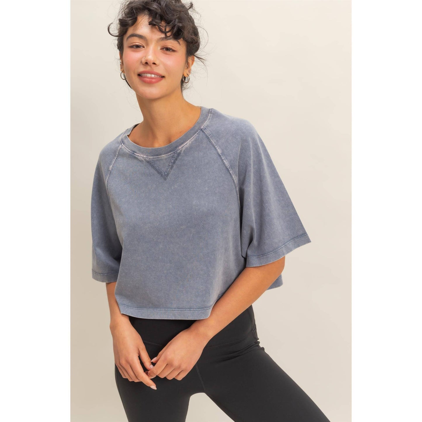 Cleo Cropped Tee- Dark Taupe