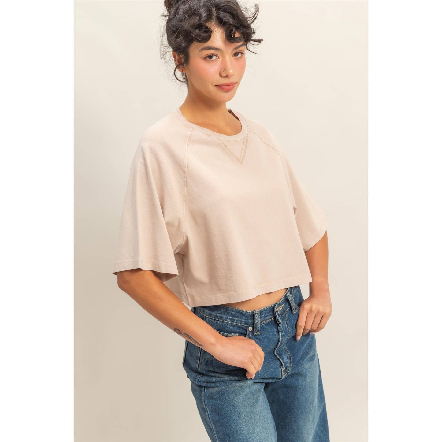 Cleo Cropped Tee- Chestnut
