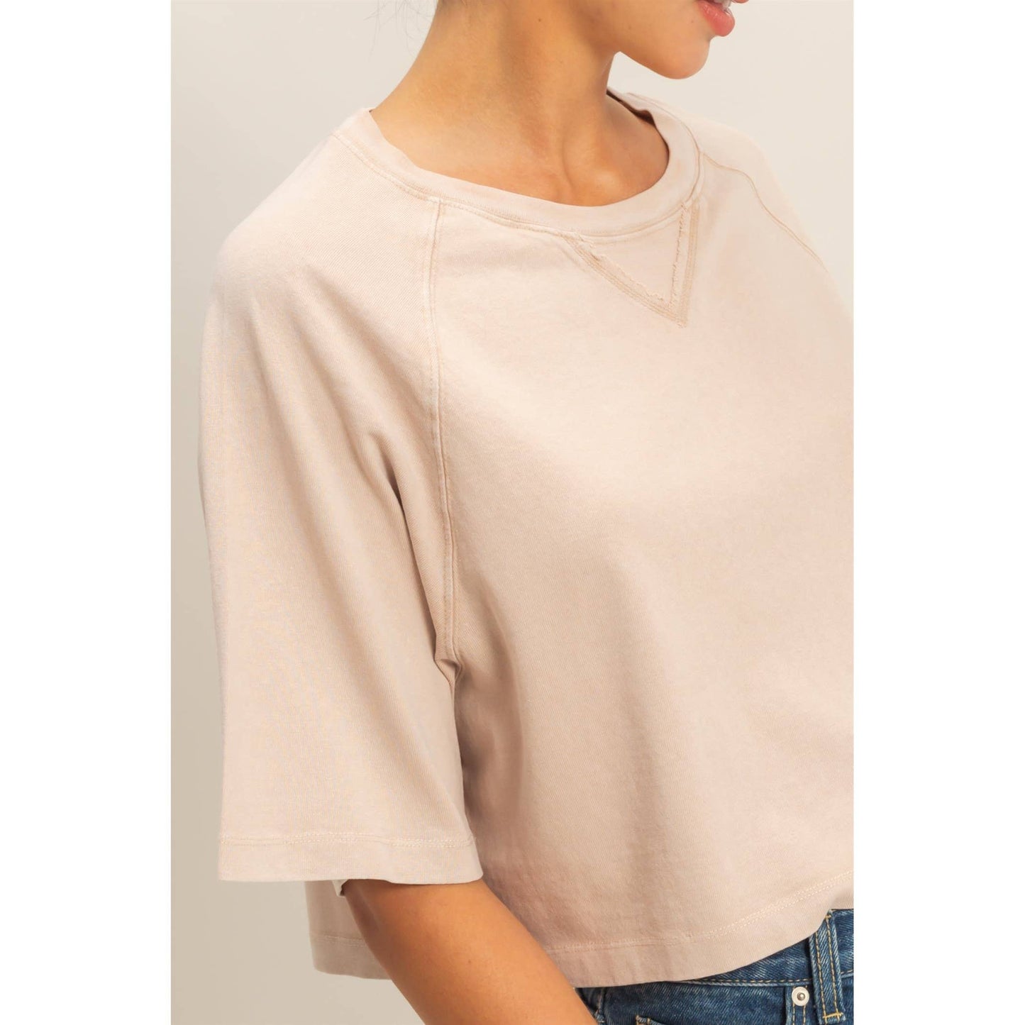 Cleo Cropped Tee- Dark Taupe