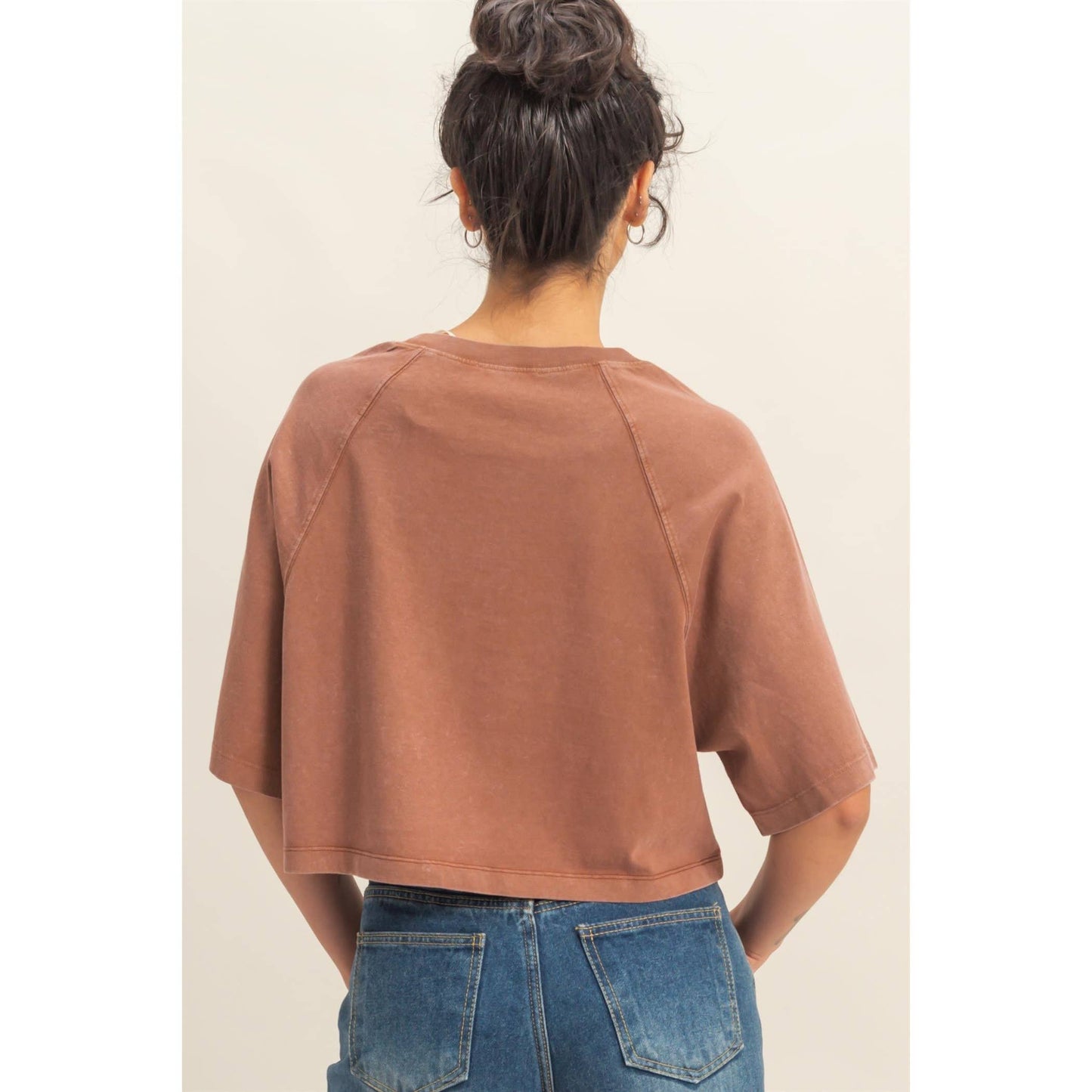 Cleo Cropped Tee- Chestnut