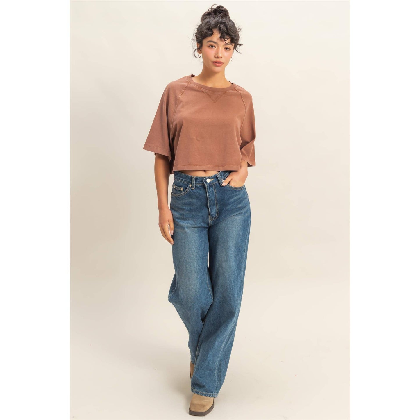 Cleo Cropped Tee- Chestnut