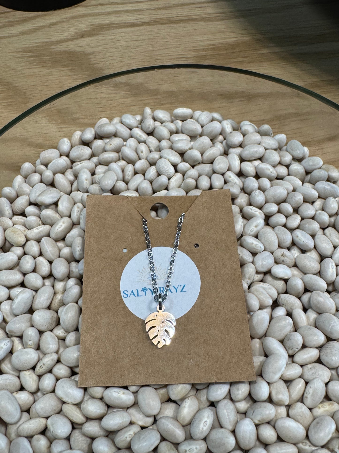 Salty Rayz Mini Mini Monstera Necklace 18"