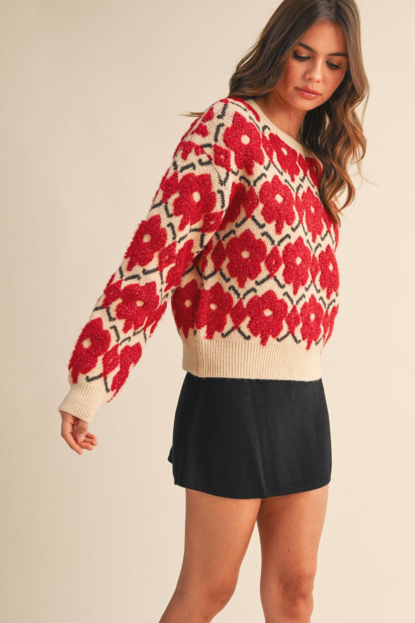 Ada Floral Sweater - Red