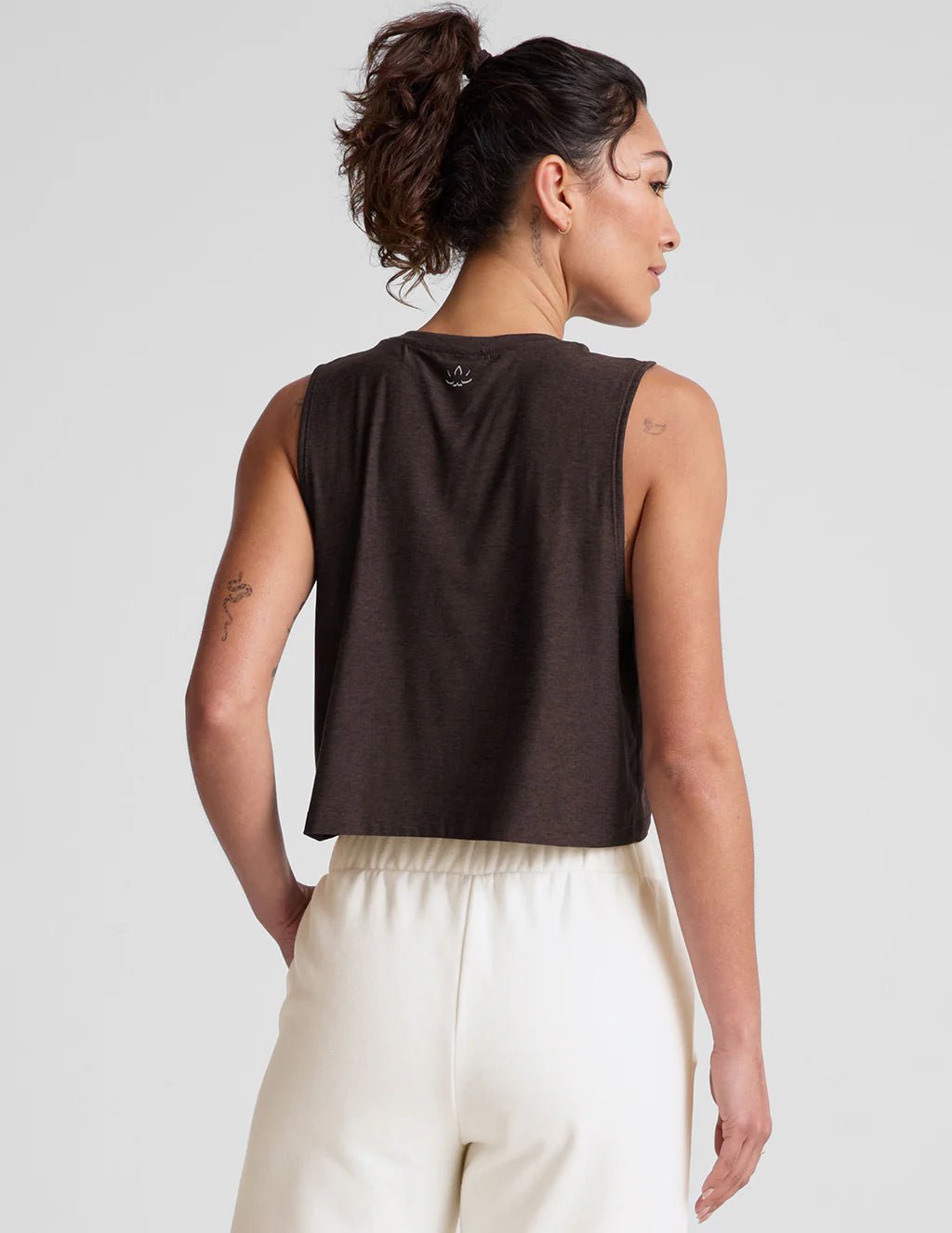 Beyond Yoga Featherweight Minimal Cropped Tank - Dark Chocolate Heather - SPARROW