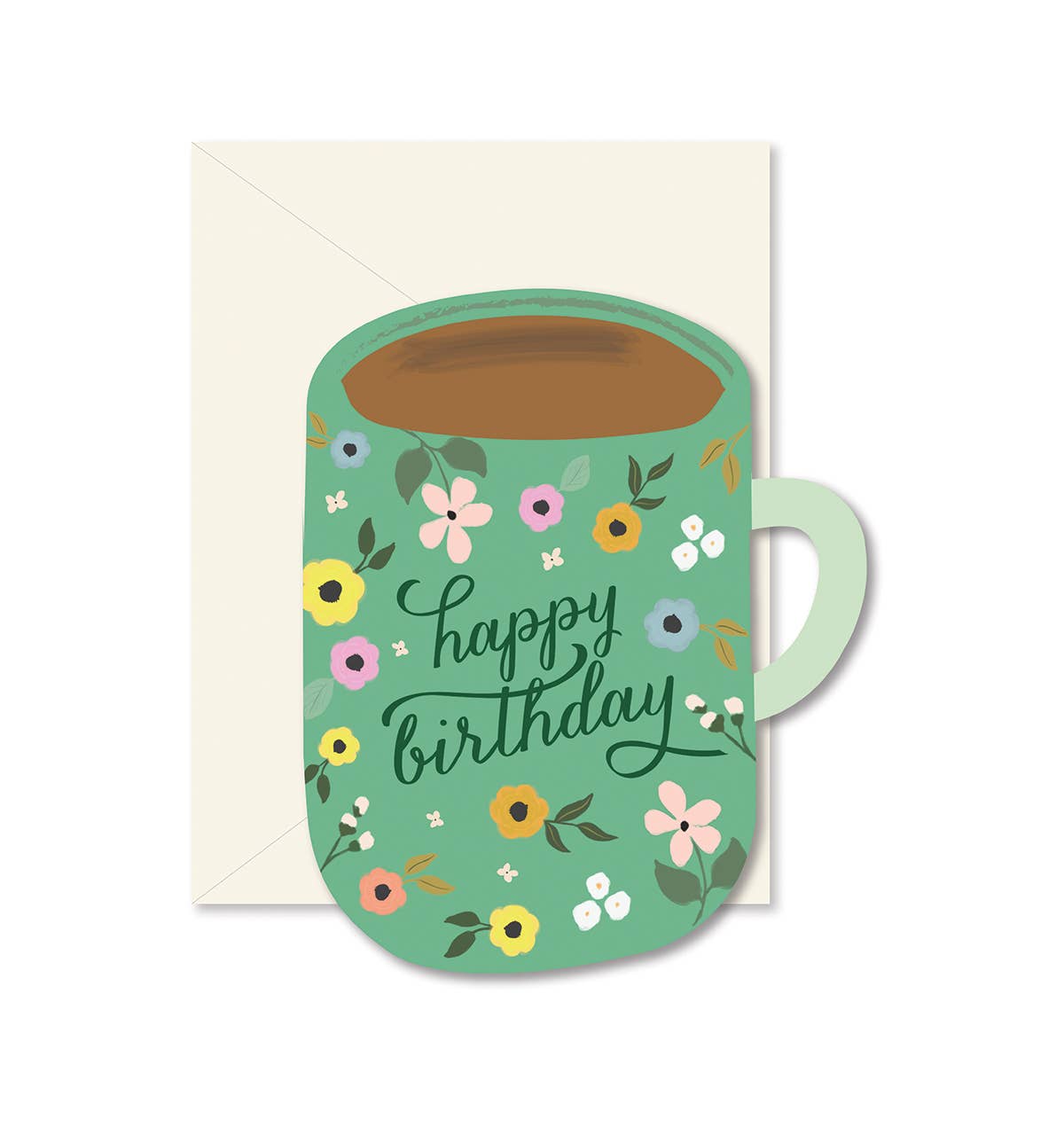 Birthday Coffee Mug die - cut Greeting Card - SPARROW