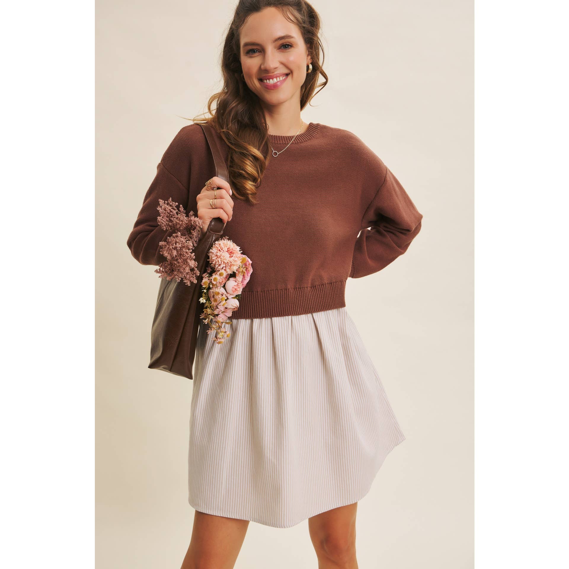 Blake Sweater Dress - Chocolate - SPARROW