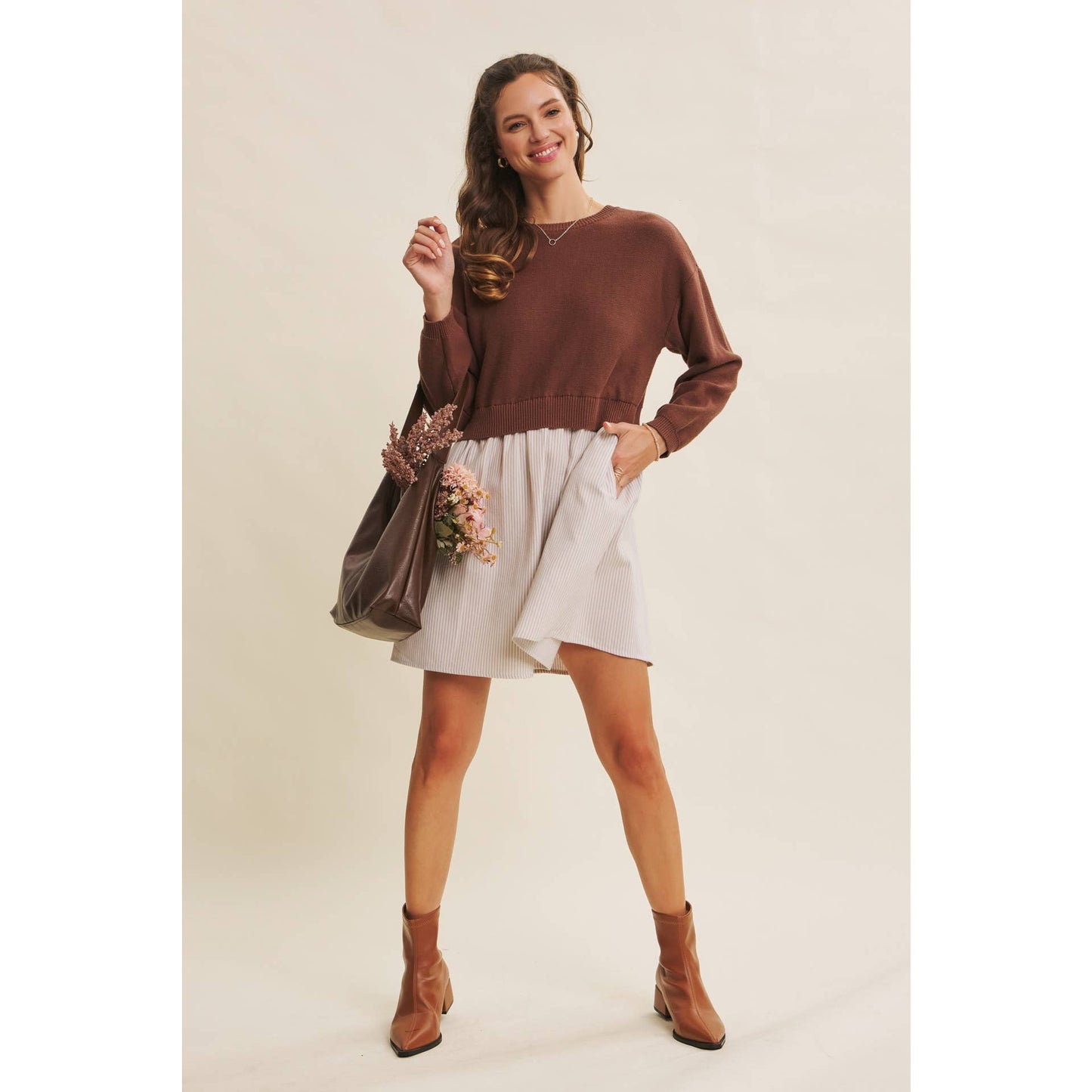Blake Sweater Dress - Chocolate - SPARROW