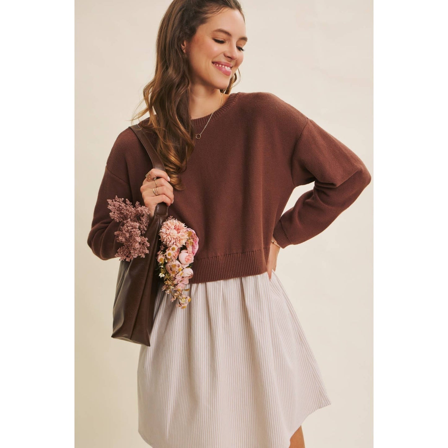 Blake Sweater Dress - Chocolate - SPARROW