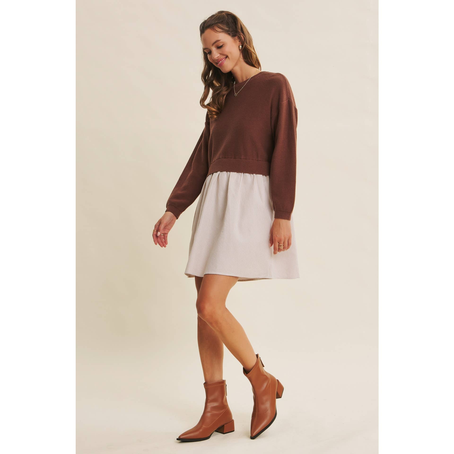 Blake Sweater Dress - Chocolate - SPARROW