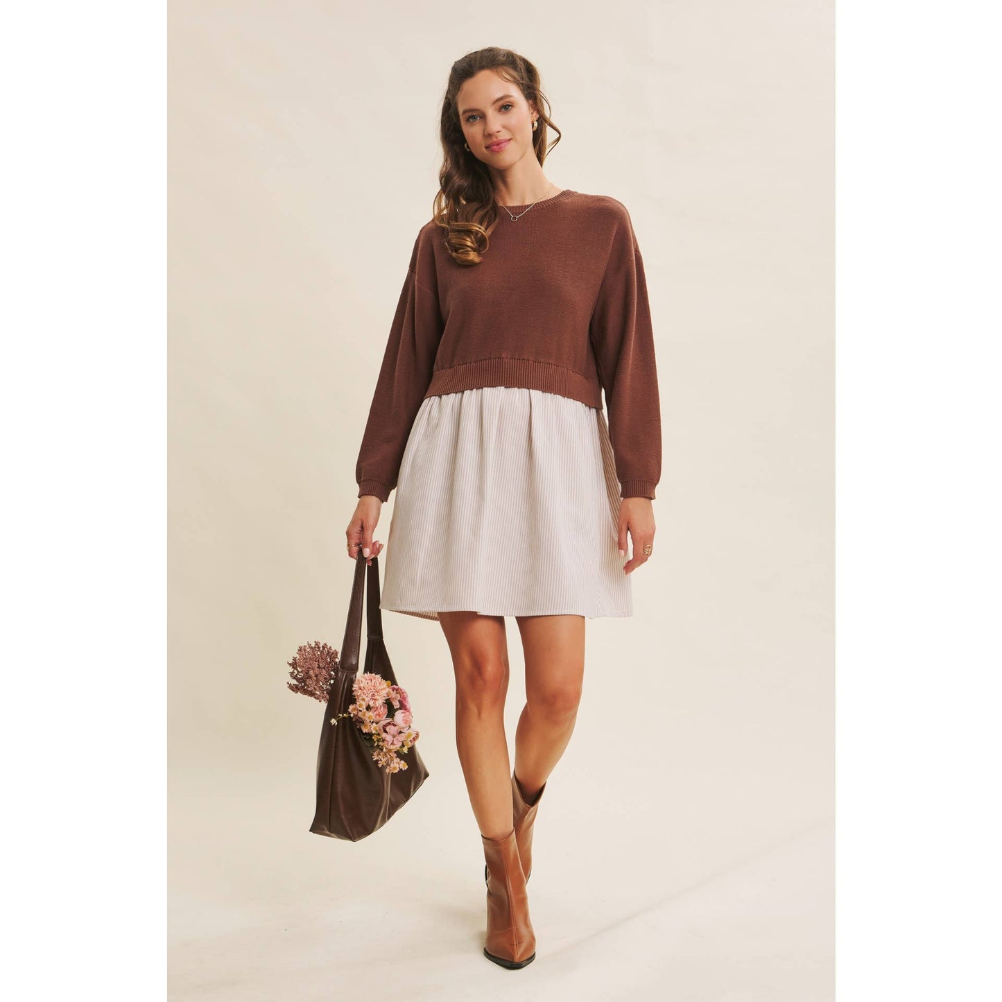 Blake Sweater Dress - Chocolate - SPARROW