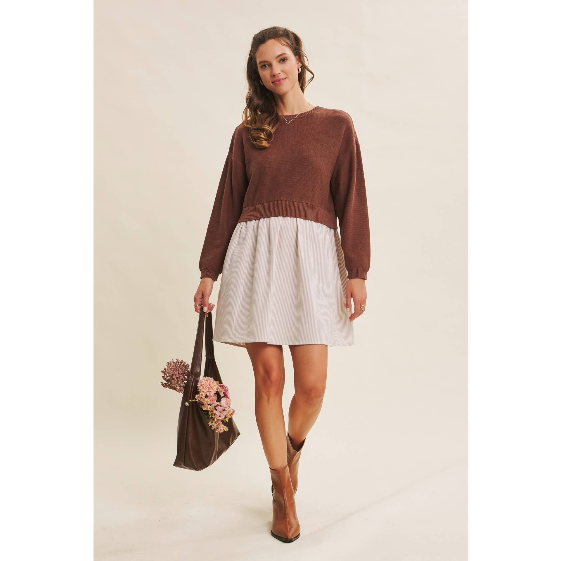 Blake Sweater Dress - Chocolate - SPARROW