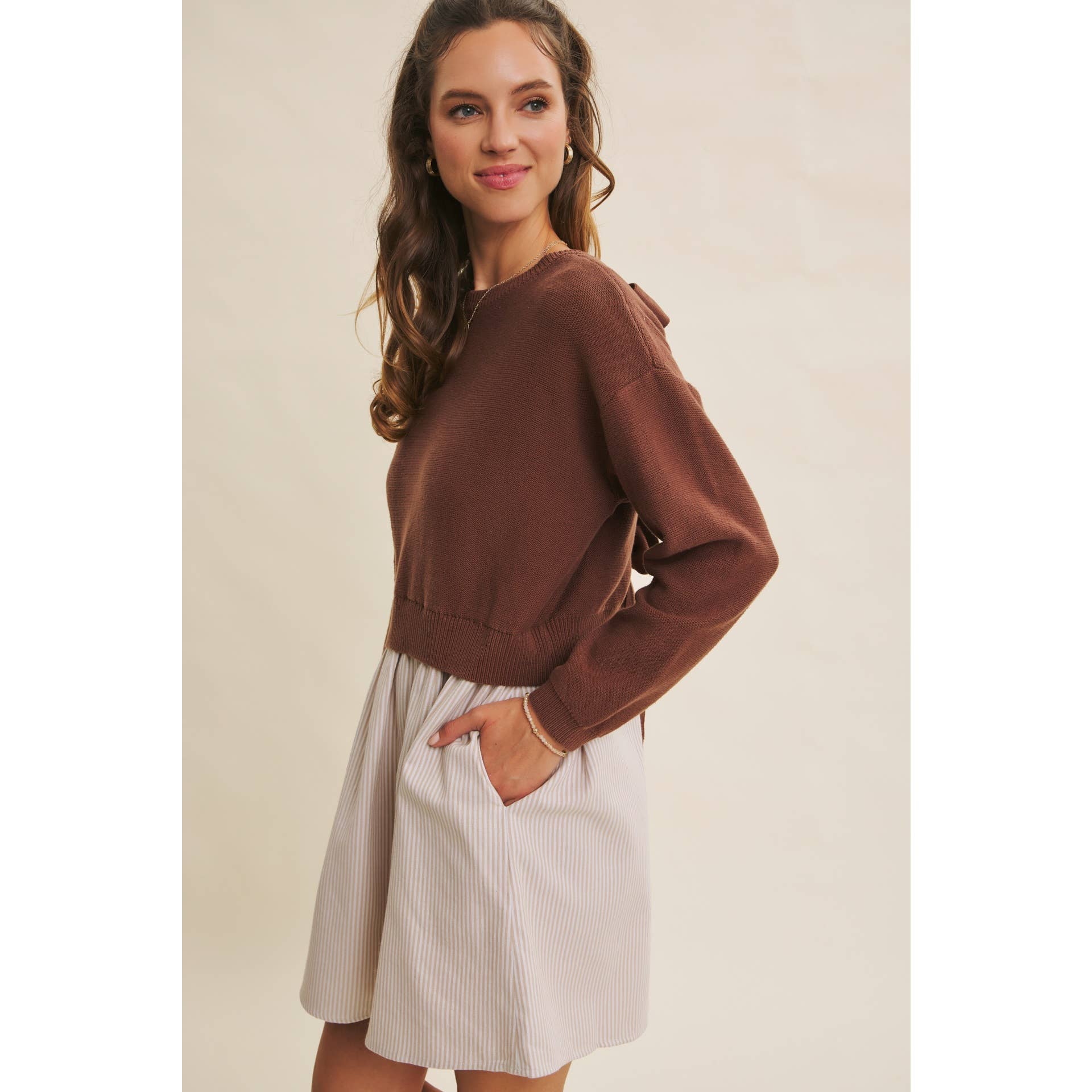 Blake Sweater Dress - Chocolate - SPARROW