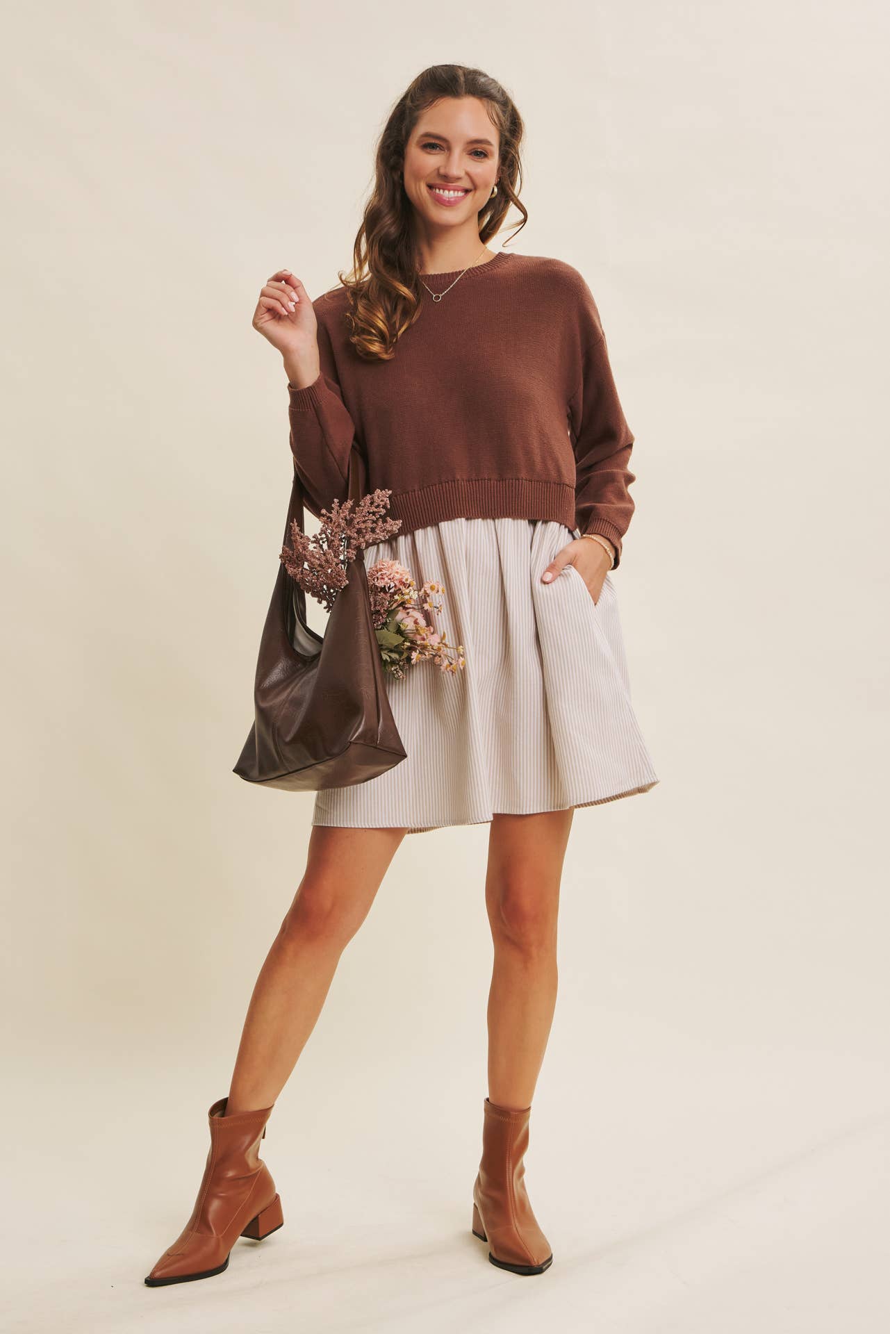 Blake Sweater Dress - Chocolate - SPARROW