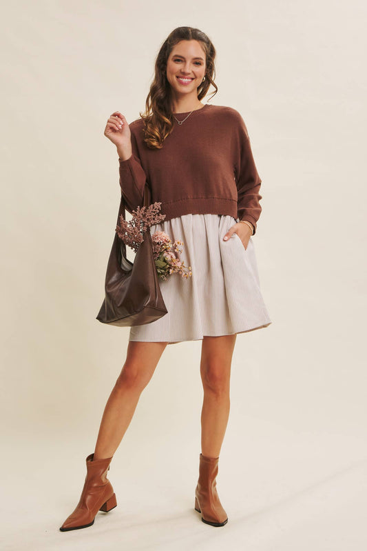 Blake Sweater Dress - Chocolate - SPARROW