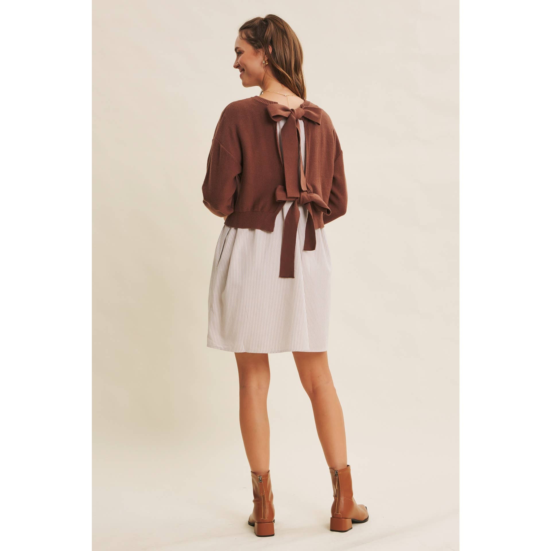 Blake Sweater Dress - Chocolate - SPARROW