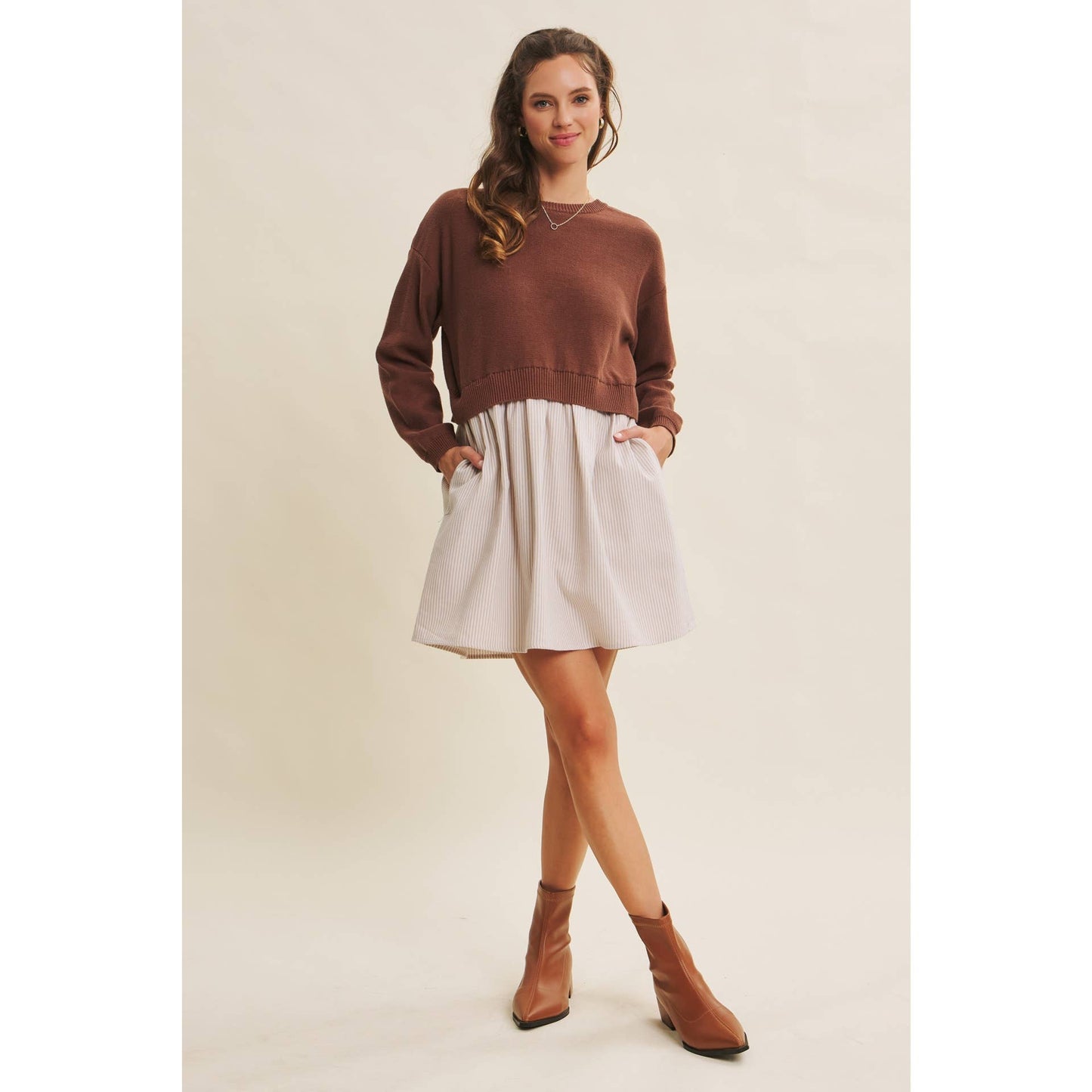 Blake Sweater Dress - Chocolate - SPARROW
