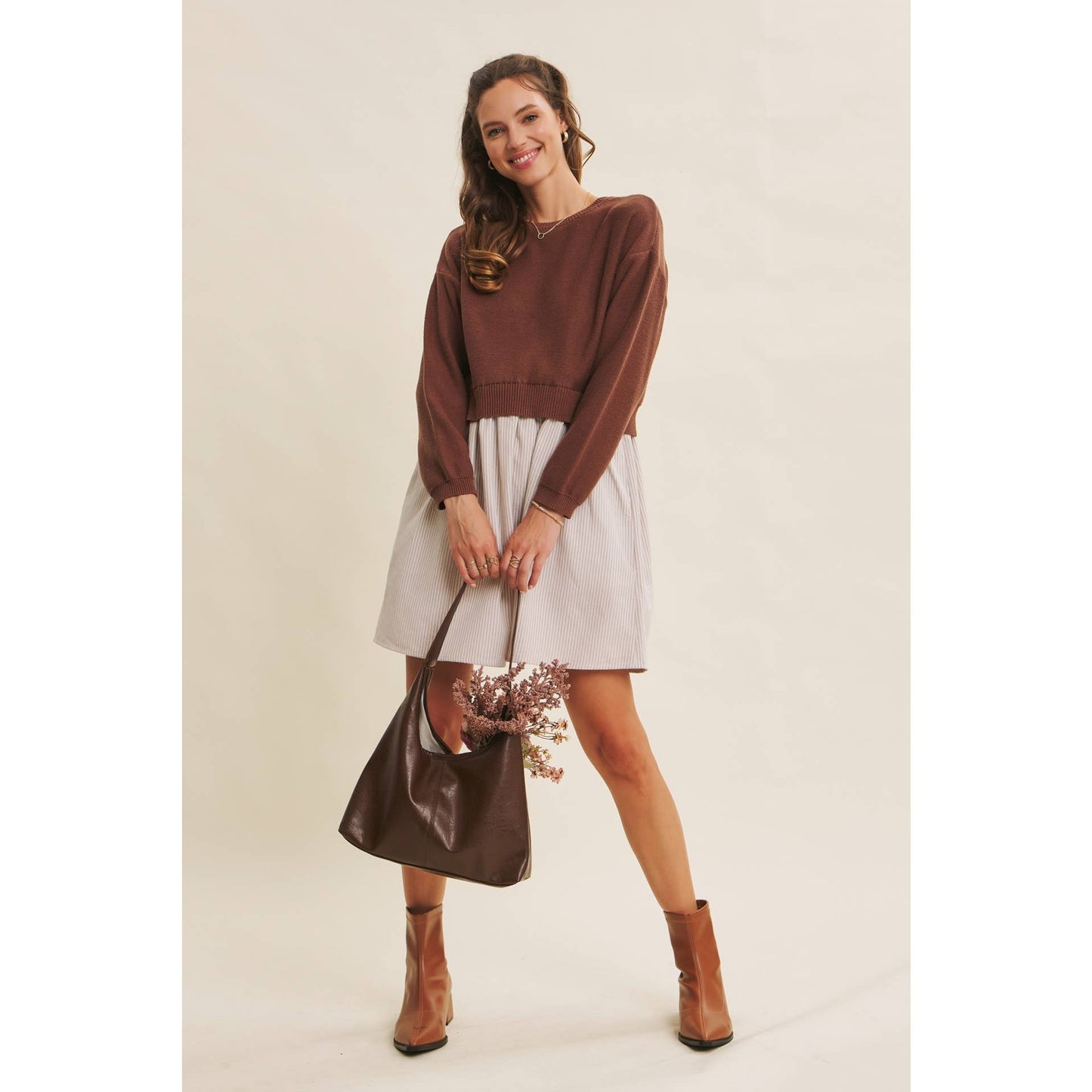 Blake Sweater Dress - Chocolate - SPARROW