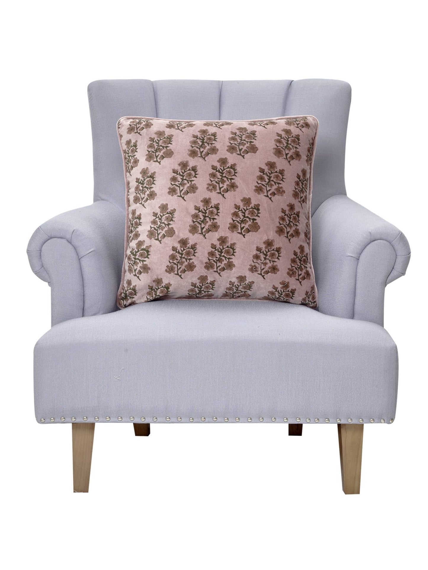 Block Print Vel Lilac Flower Pillow - SPARROW