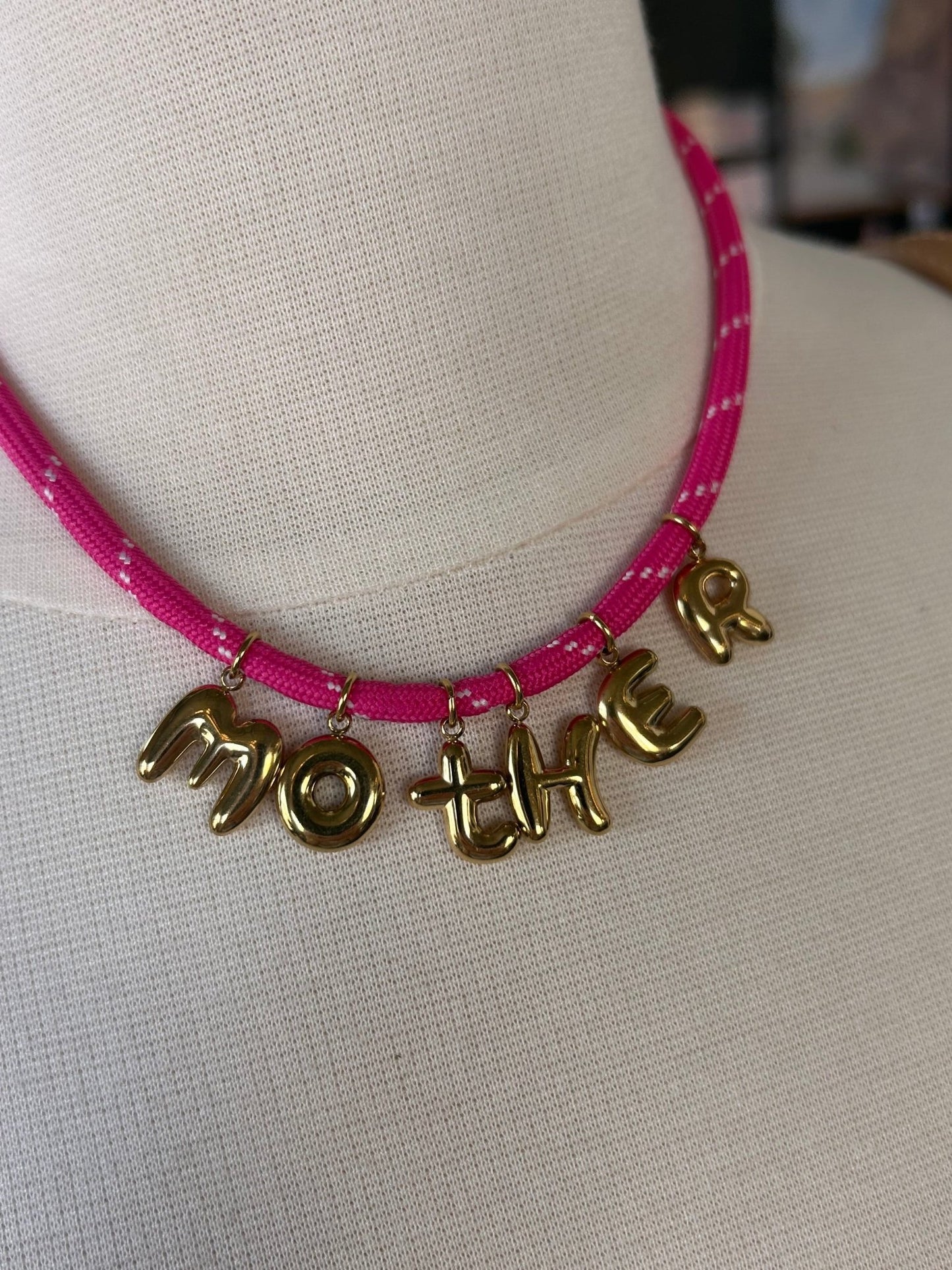 Bonne Mere MOTHER Rope Necklace - Magenta Pink - SPARROW