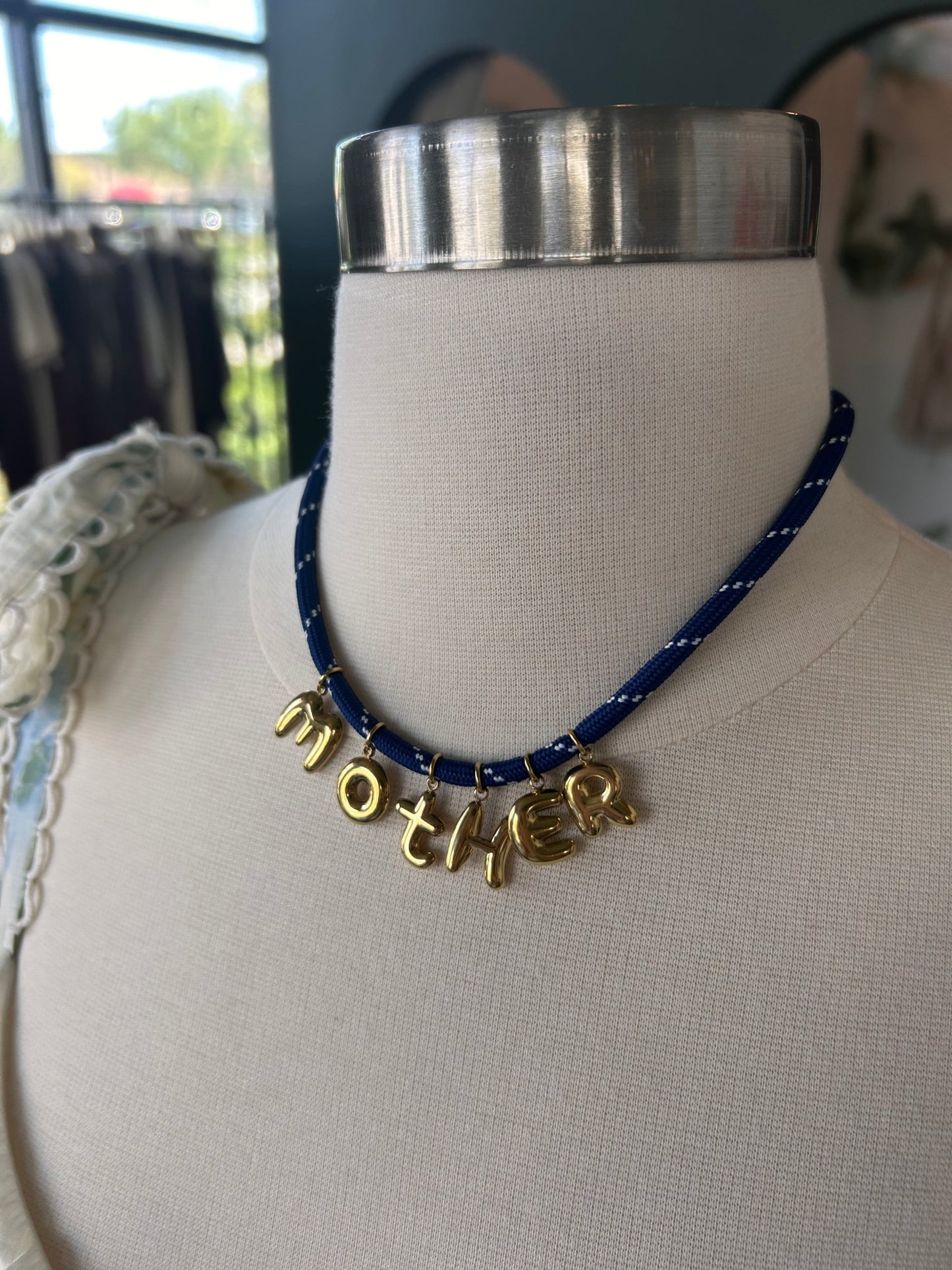 Bonne Mere MOTHER Rope Necklace - Navy - SPARROW
