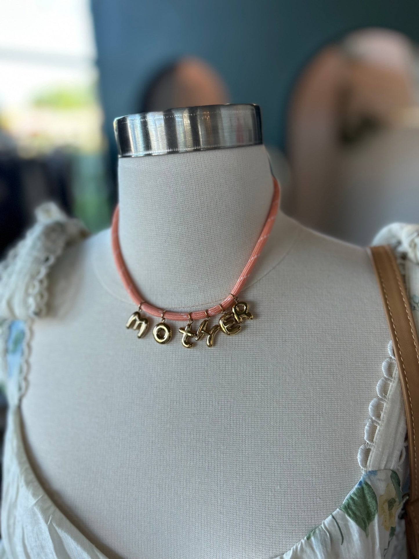 Bonne Mere MOTHER Rope Necklace - Peach - SPARROW