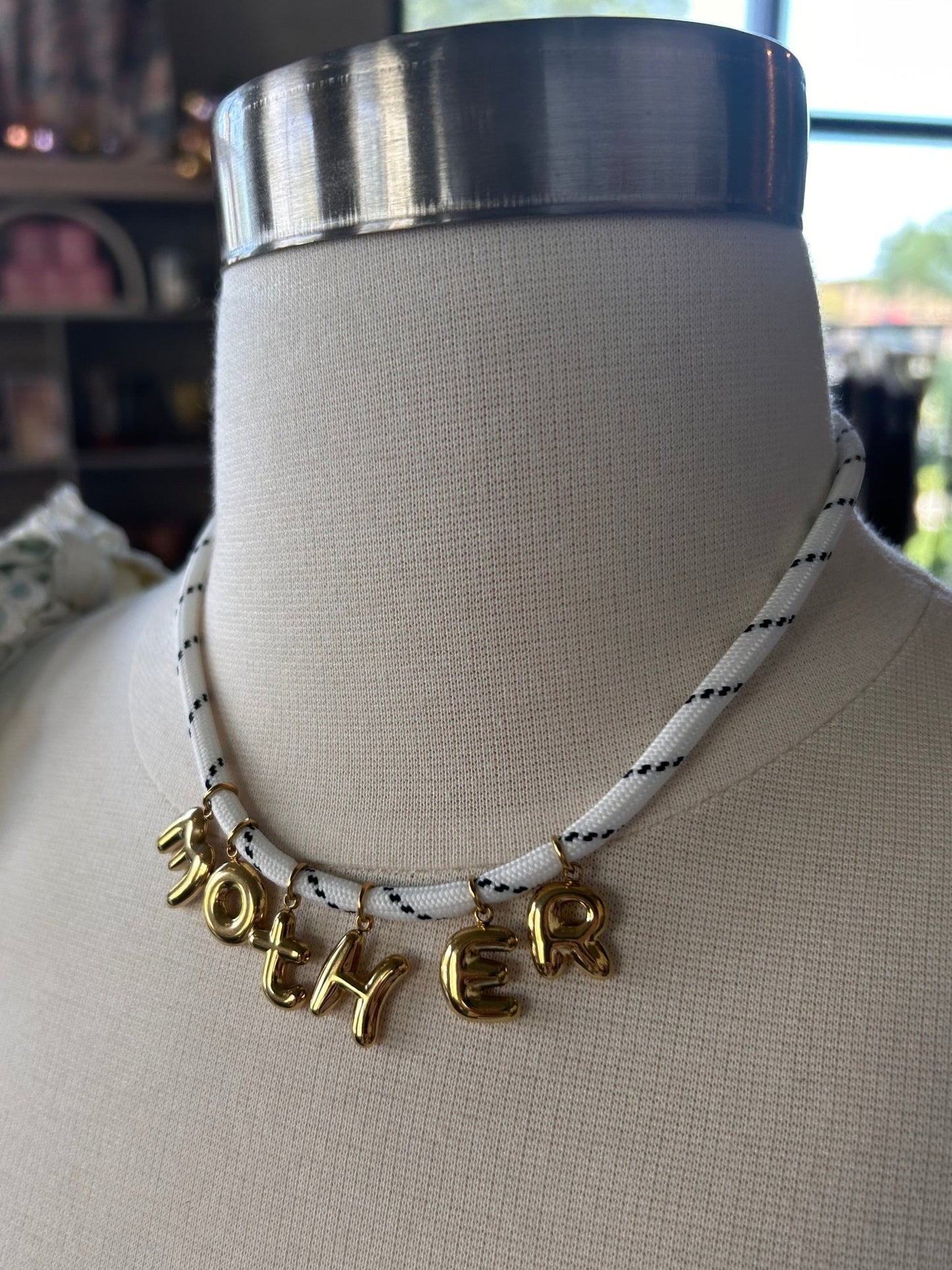 Bonne Mere MOTHER Rope Necklace - White - SPARROW