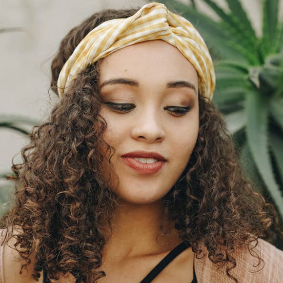 Checkered Twist Headband: Yellow - SPARROW