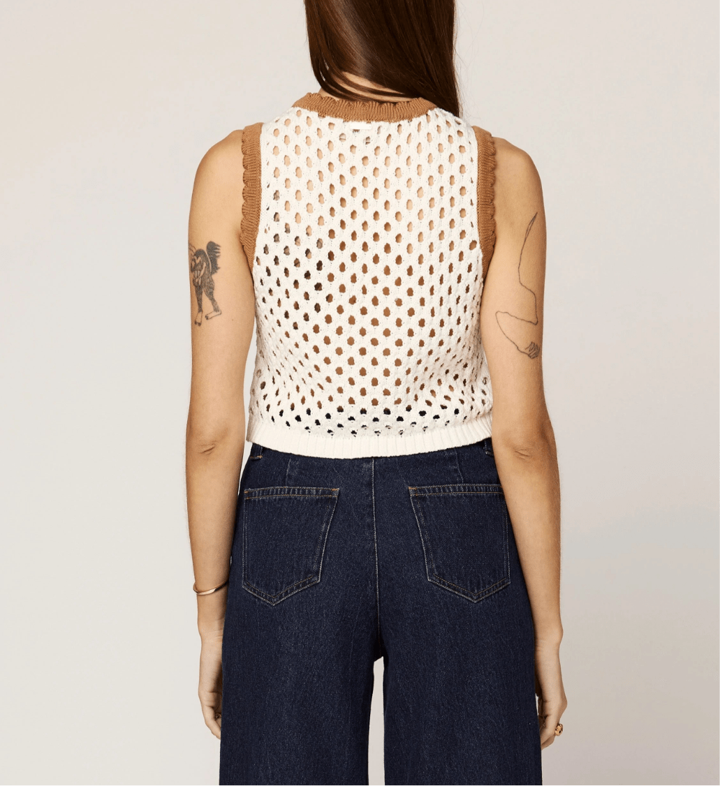Cleobella Brownwyn Sweater Top - Ivory/Brown - SPARROW