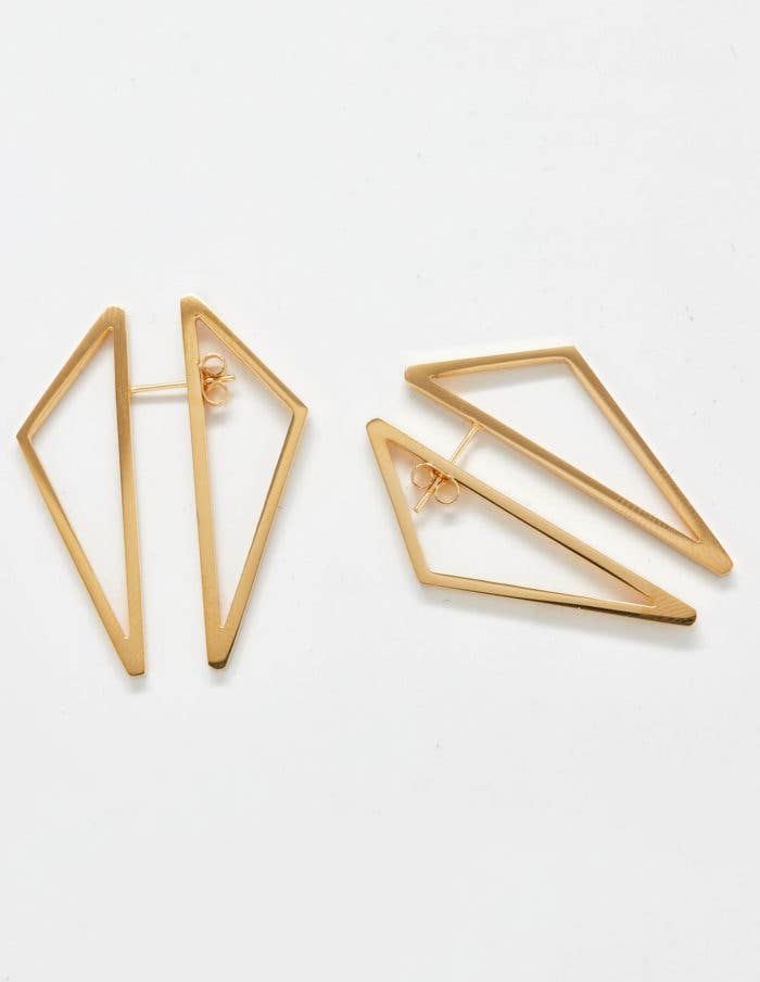 Double Sided Gold Geometric Triangle Earrings - Jewelry - SPARROW