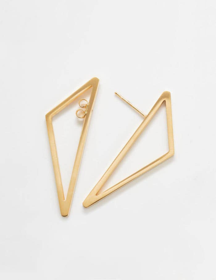 Double Sided Gold Geometric Triangle Earrings - Jewelry - SPARROW