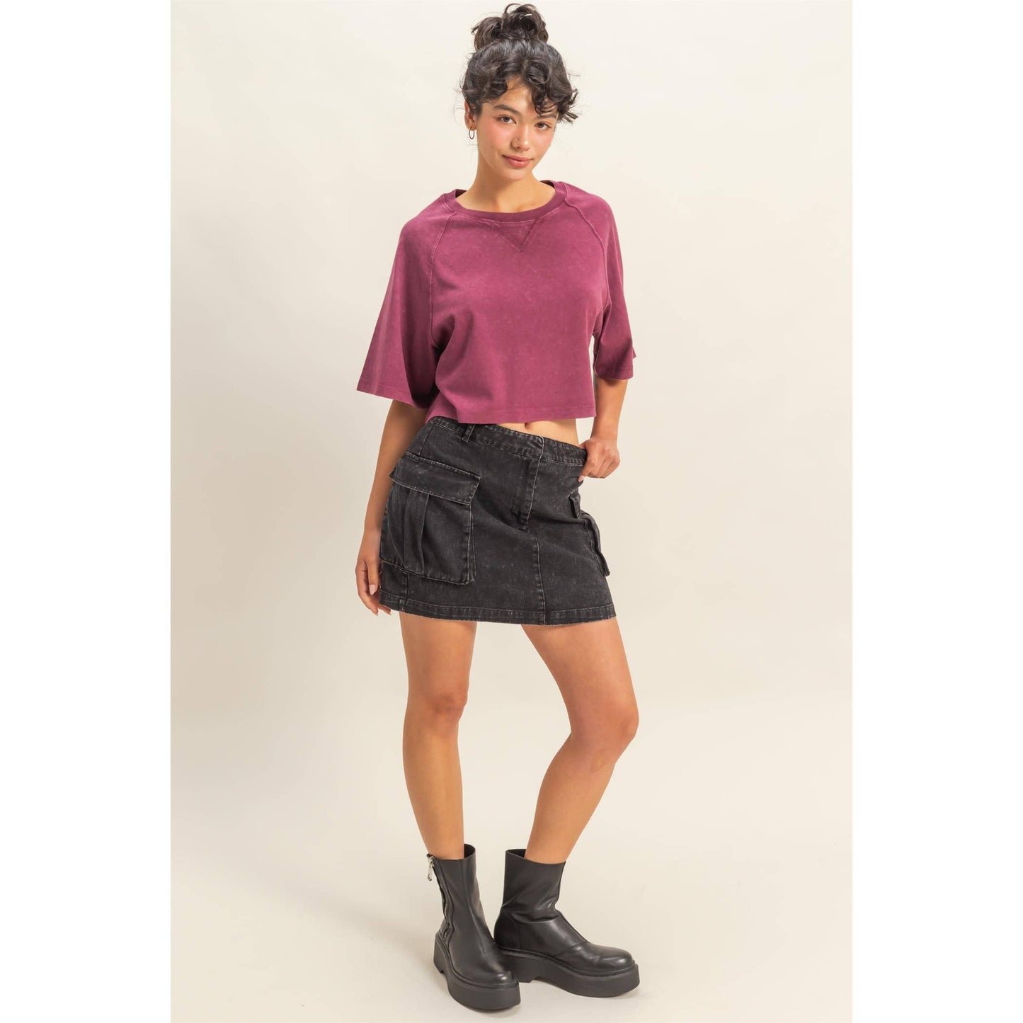 Cleo Cropped Tee- Chestnut