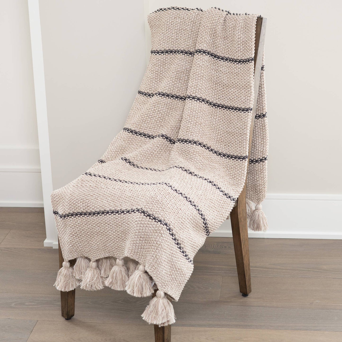 Elin 50x60" Recycled Cotton Decorative Throw Blanket: Beige - SPARROW