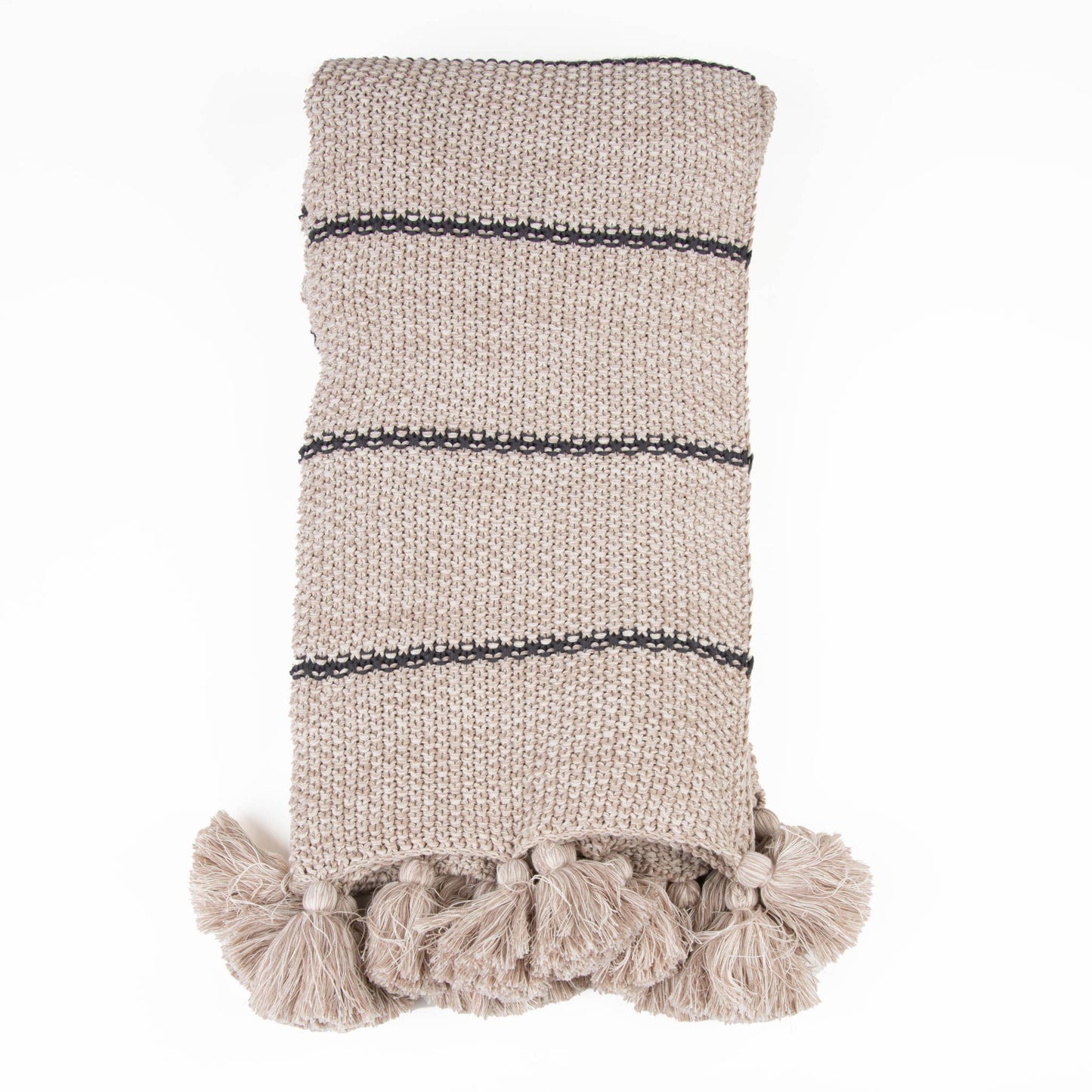 Elin 50x60" Recycled Cotton Decorative Throw Blanket: Beige - SPARROW