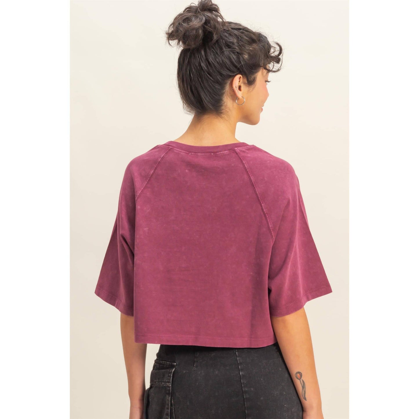 Cleo Cropped Tee- Dark Taupe