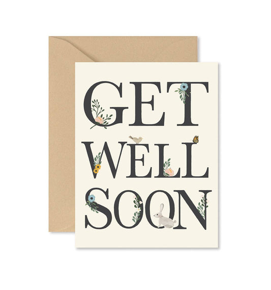 Get Well Soon Floral Greeting Card - SPARROW