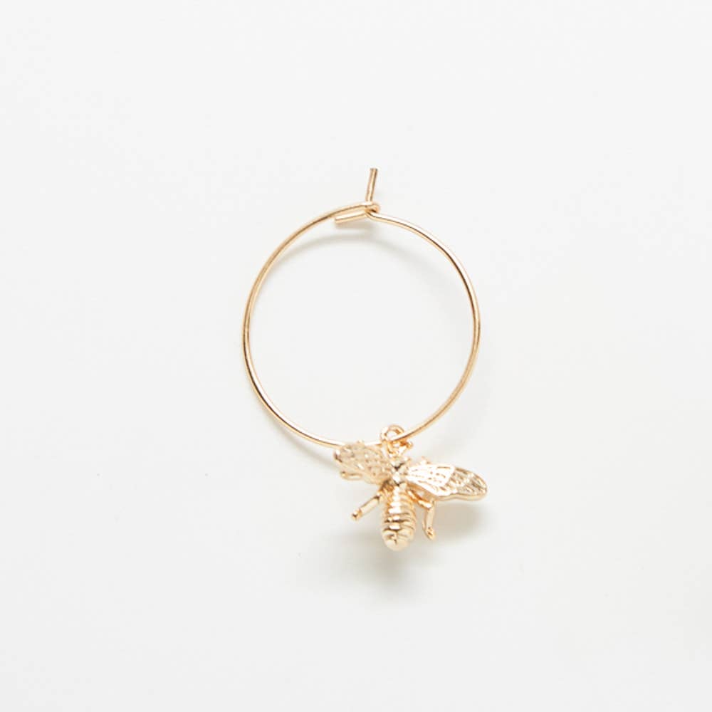 Gold Bee Hoop Earrings - Charm Jewelry for Women - SPARROW