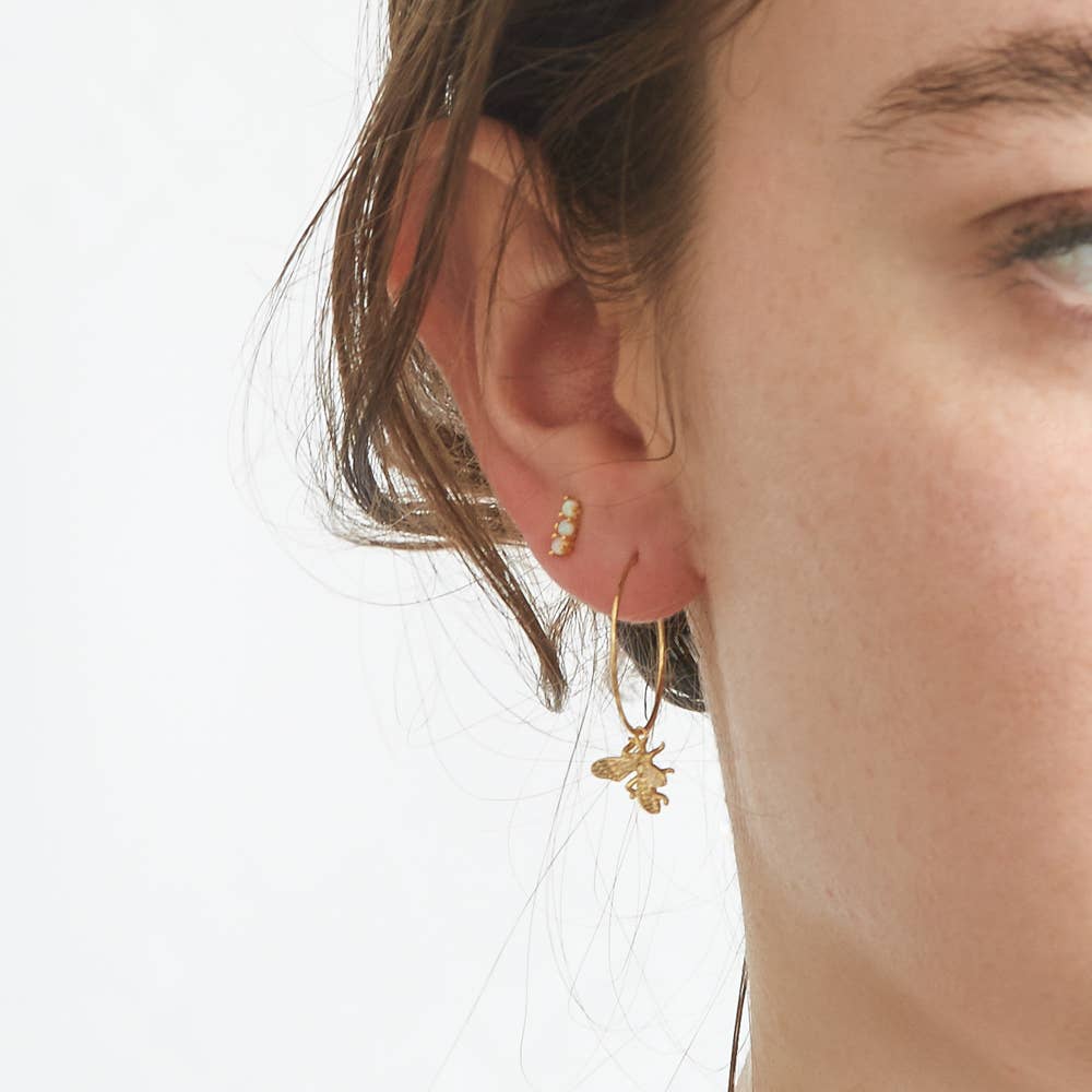 Gold Bee Hoop Earrings - Charm Jewelry for Women - SPARROW