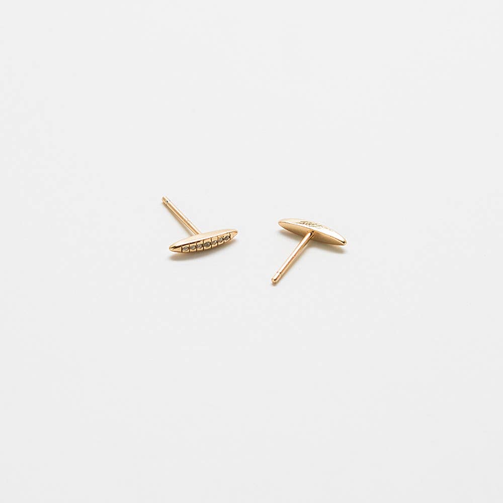 Gold Pavé Bar Stud Earrings - Jewelry - SPARROW