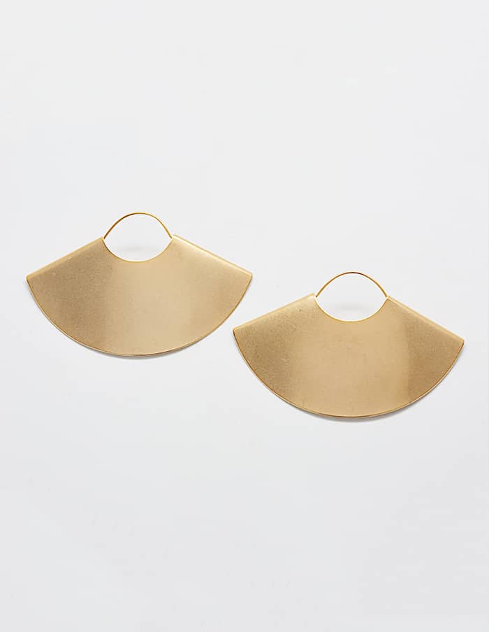 Gold Stainless Steel Fan Earrings - Jewelry - SPARROW