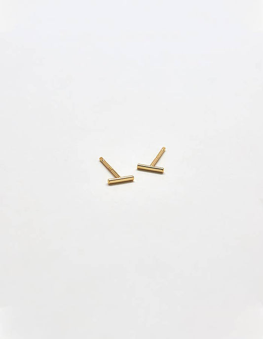 Gold Vermeil Mini Bar Stud Earrings - Jewelry - SPARROW
