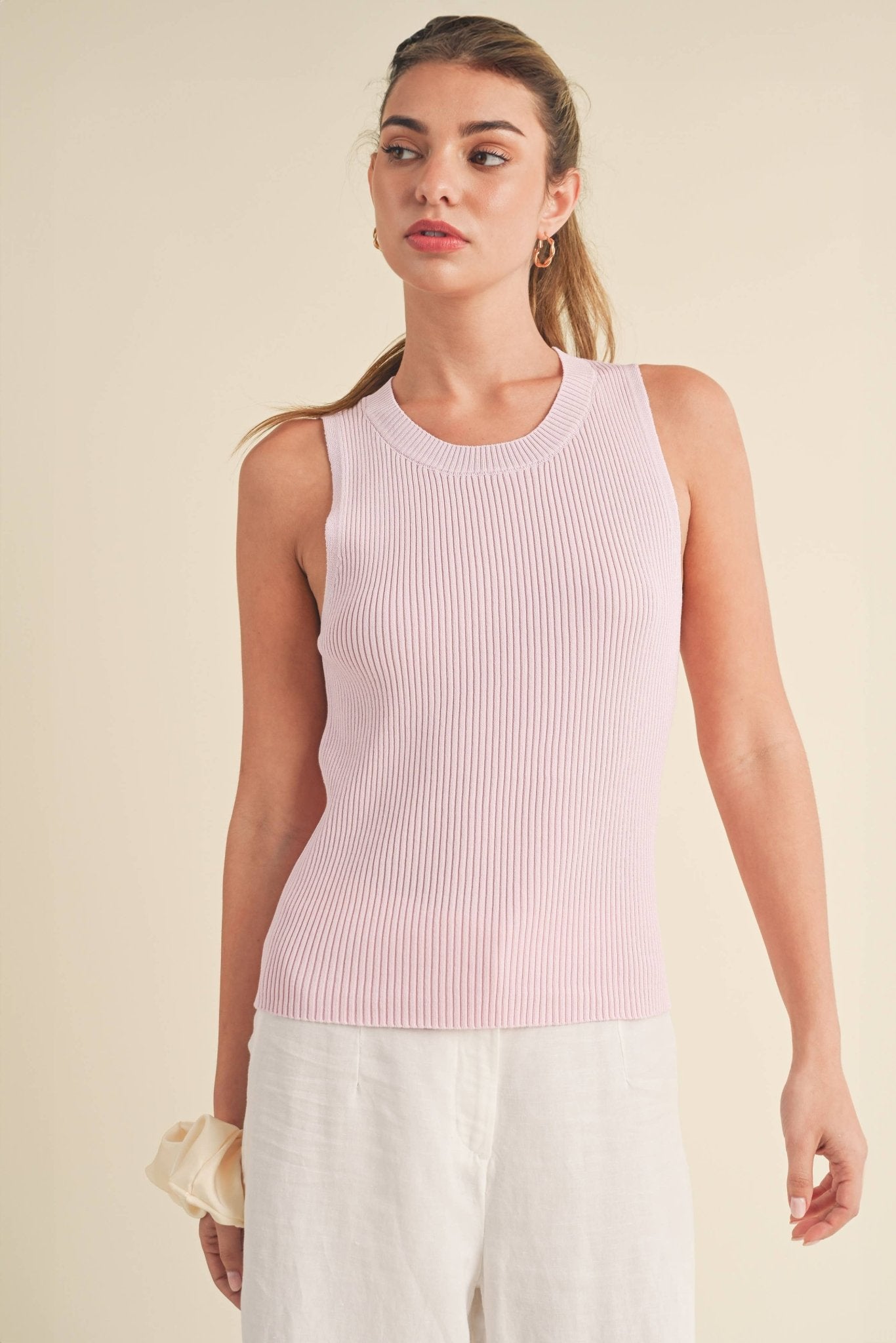Jadine Knit Tank - Pink - SPARROW