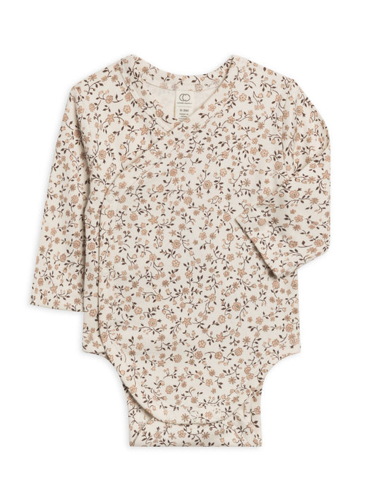 Kai Kimono Bodysuit - Primrose Floral / Chestnut + Taupe - SPARROW