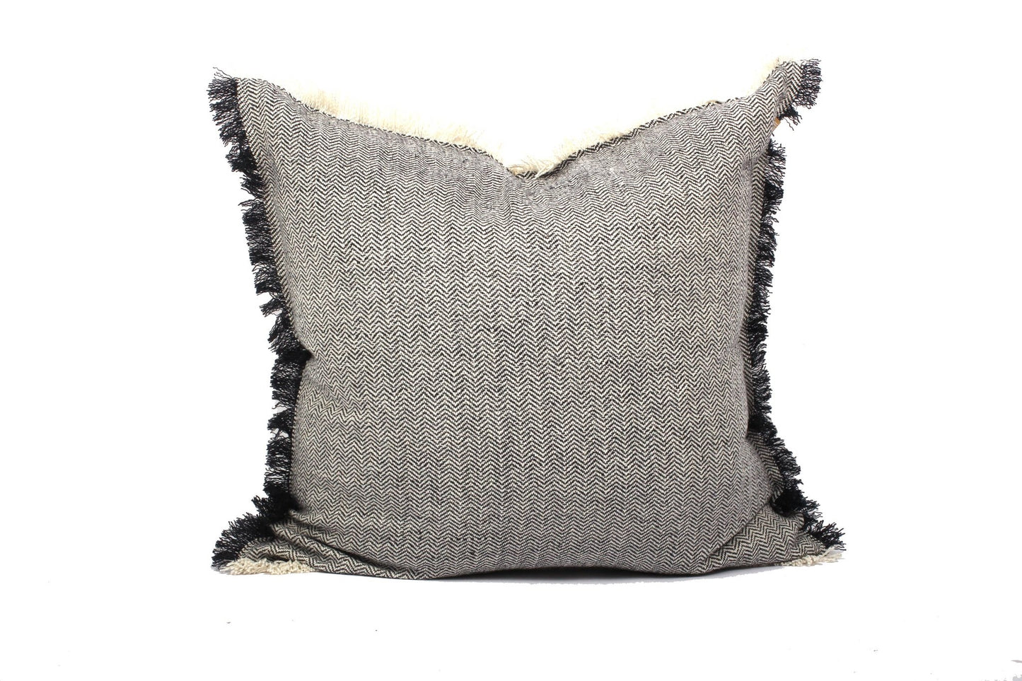 Large Square Herringbone Pillow in Dark Slate 24" - SPARROW