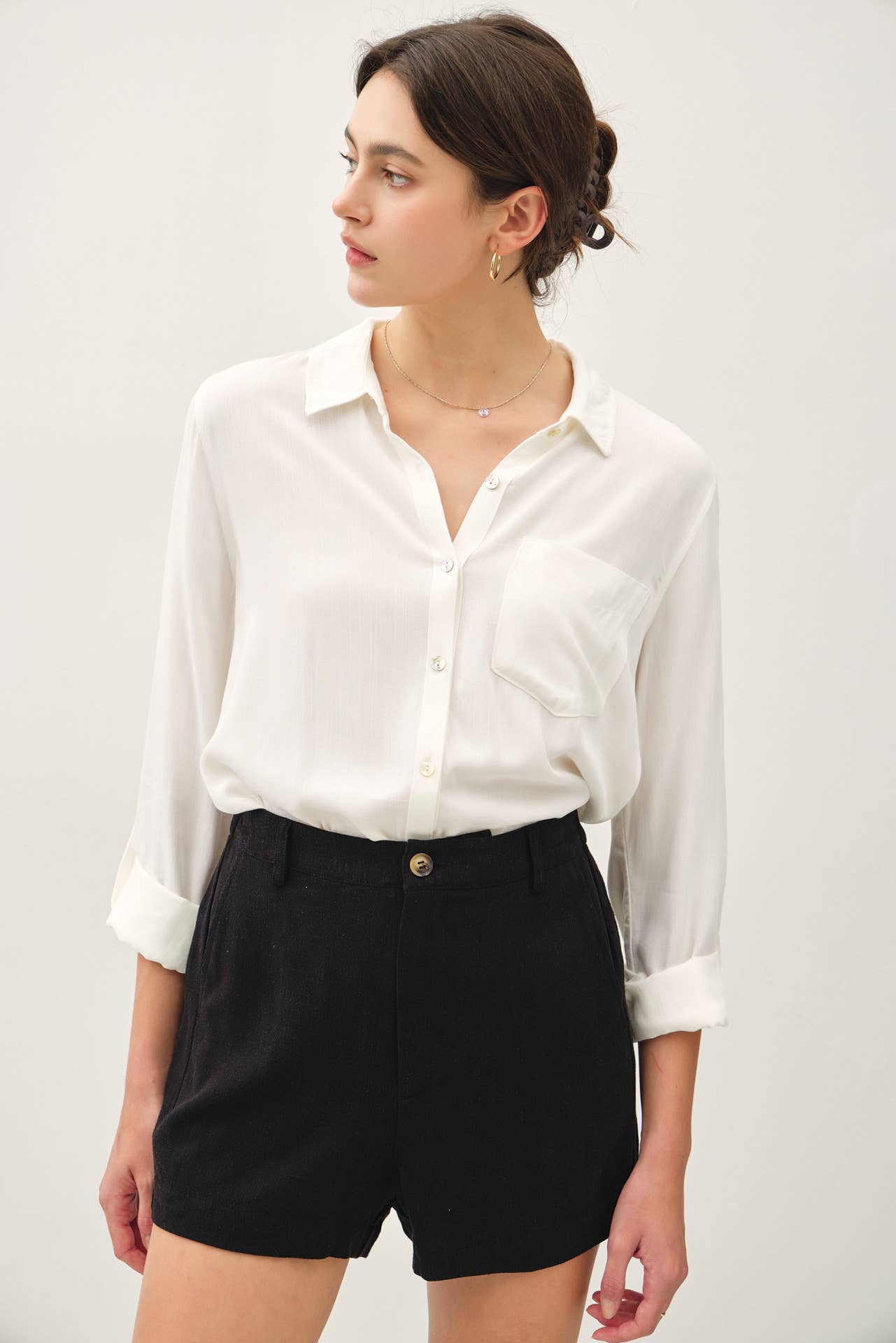 Lily Linen Shorts - Black - SPARROW