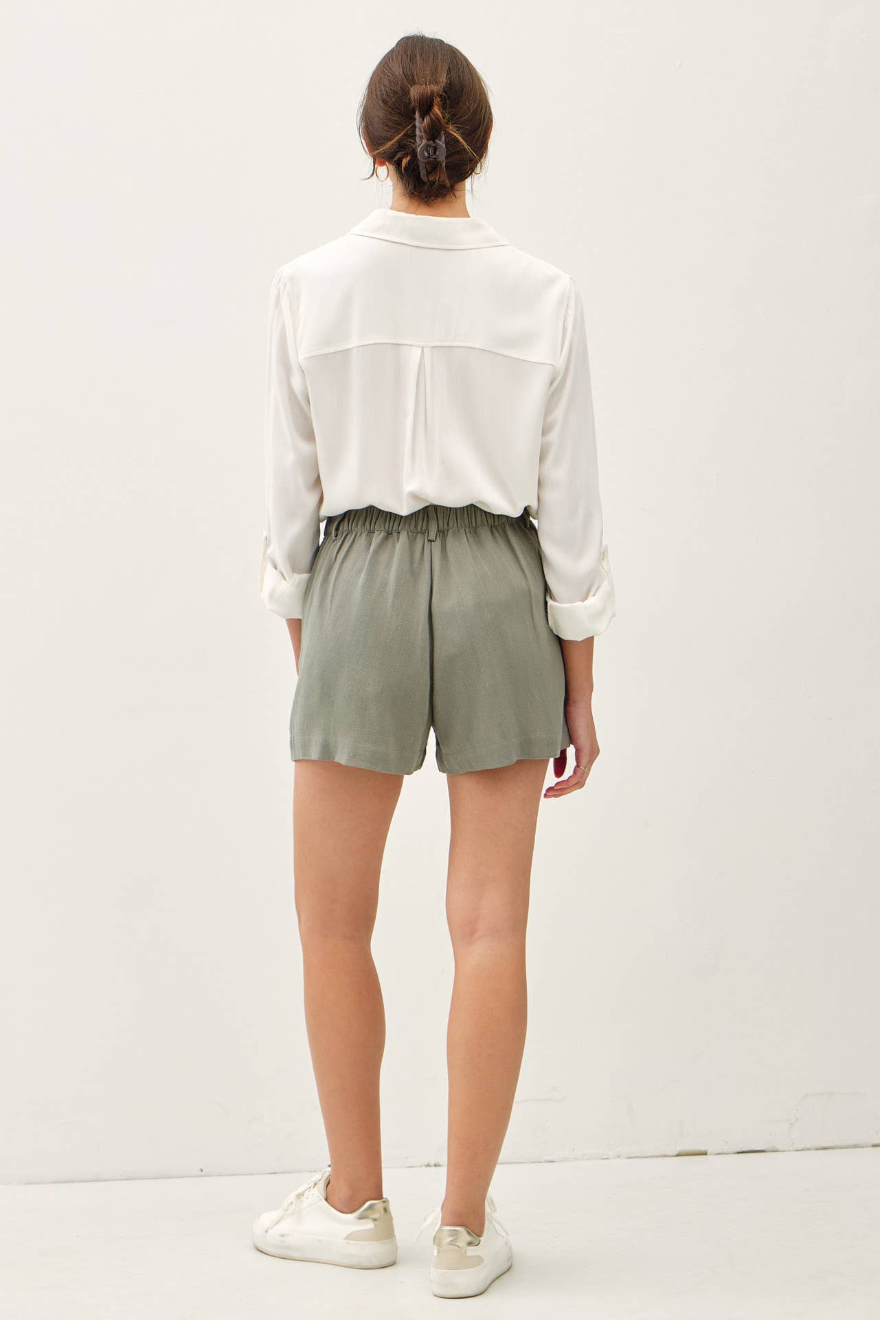 Lily Linen Shorts - Green - SPARROW