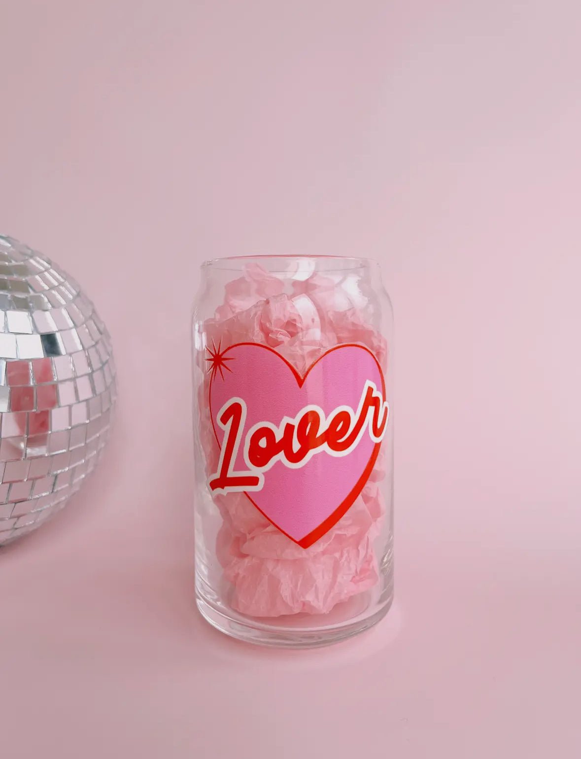 Lover Taylor Swift Valentine's Day Pink Heart Glass Cup - SPARROW