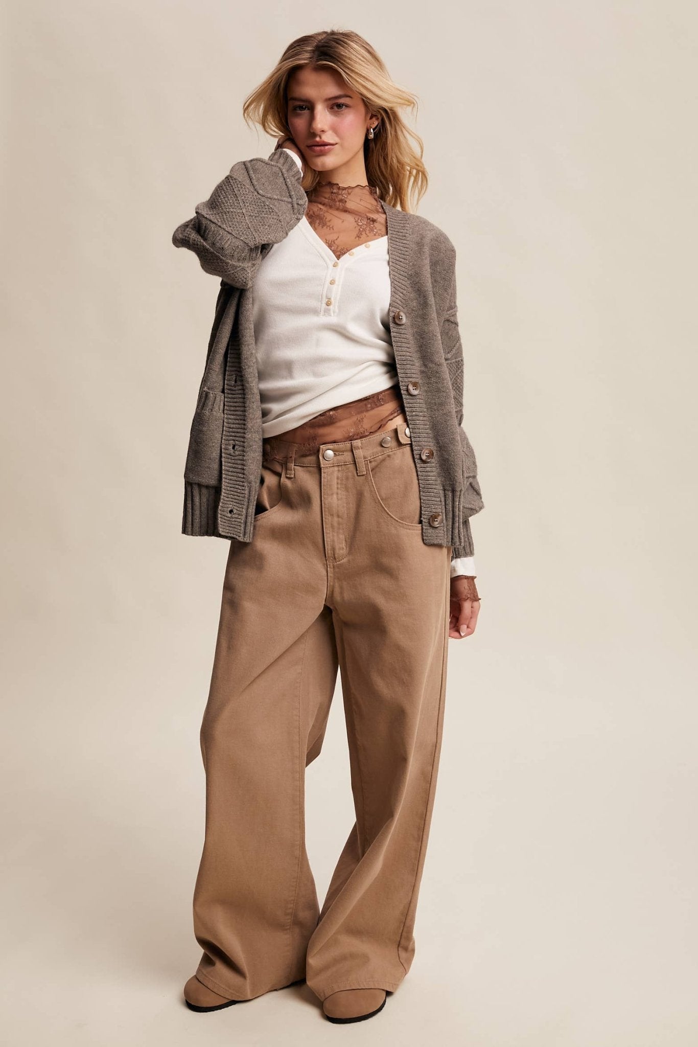 Mylah Cardigan - Stone - SPARROW