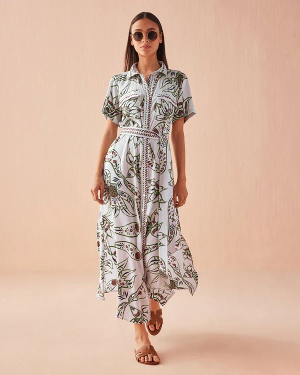 Omika Amira Shirt Dress - Diya Powder - SPARROW