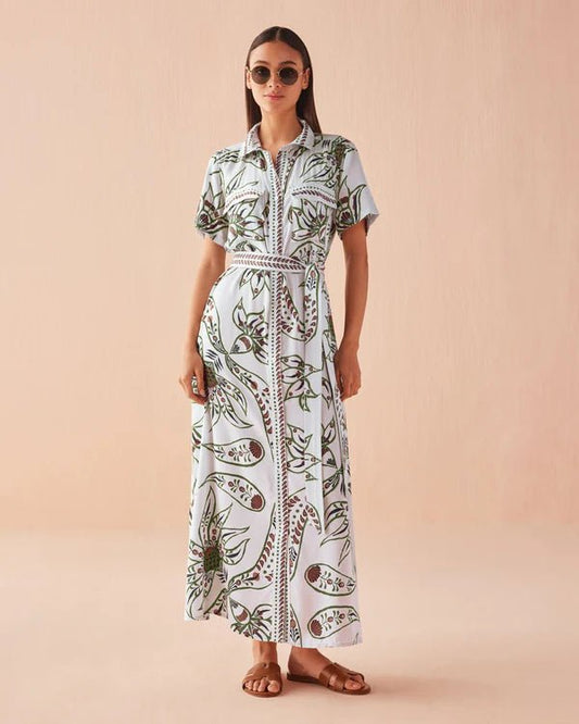 Omika Amira Shirt Dress - Diya Powder - SPARROW