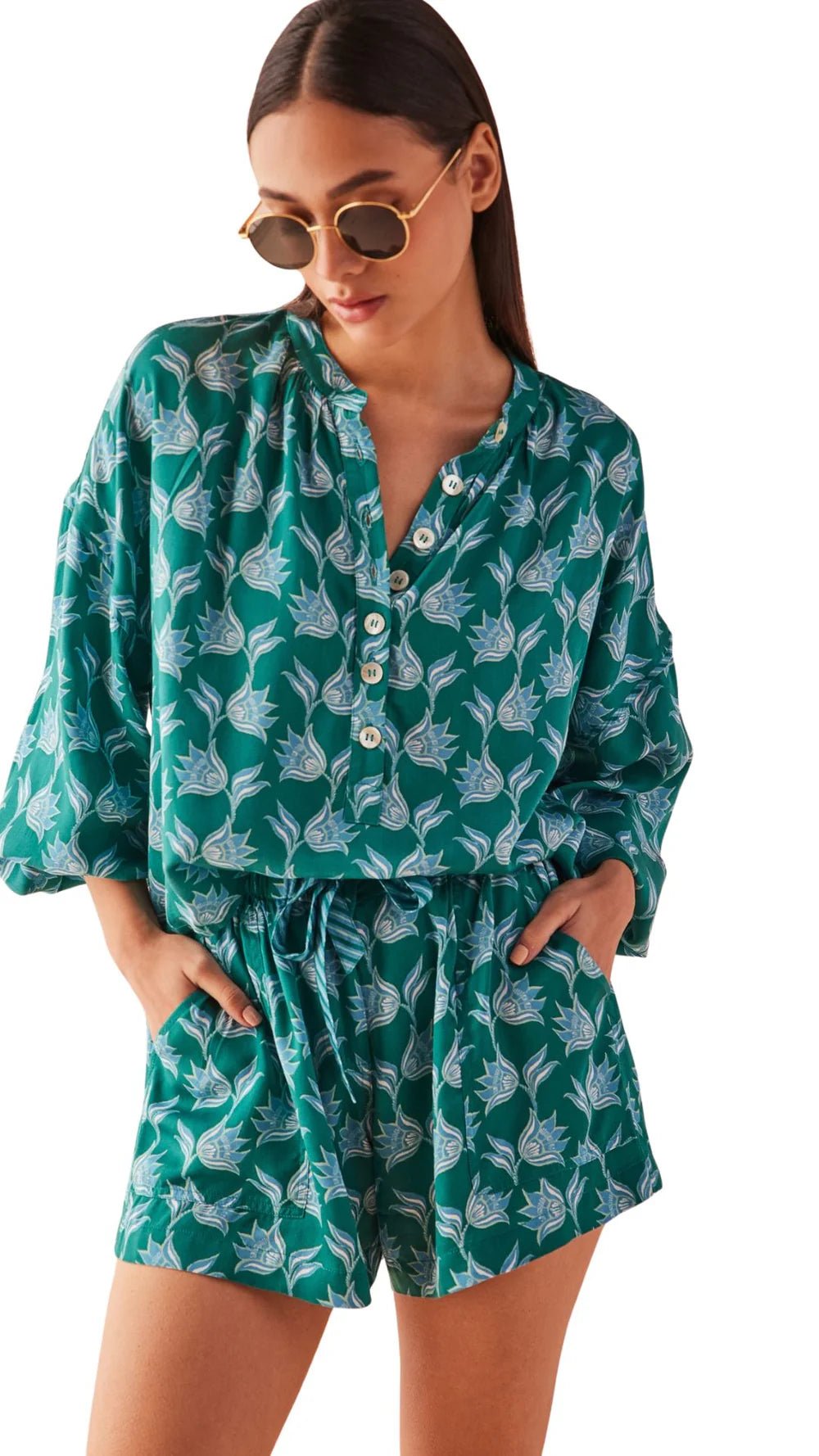 Omika Asha Shorts - Nicobar Mantis - SPARROW